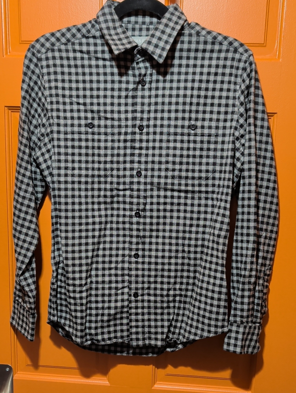 Men's Black & White Check Button-Up Shirt